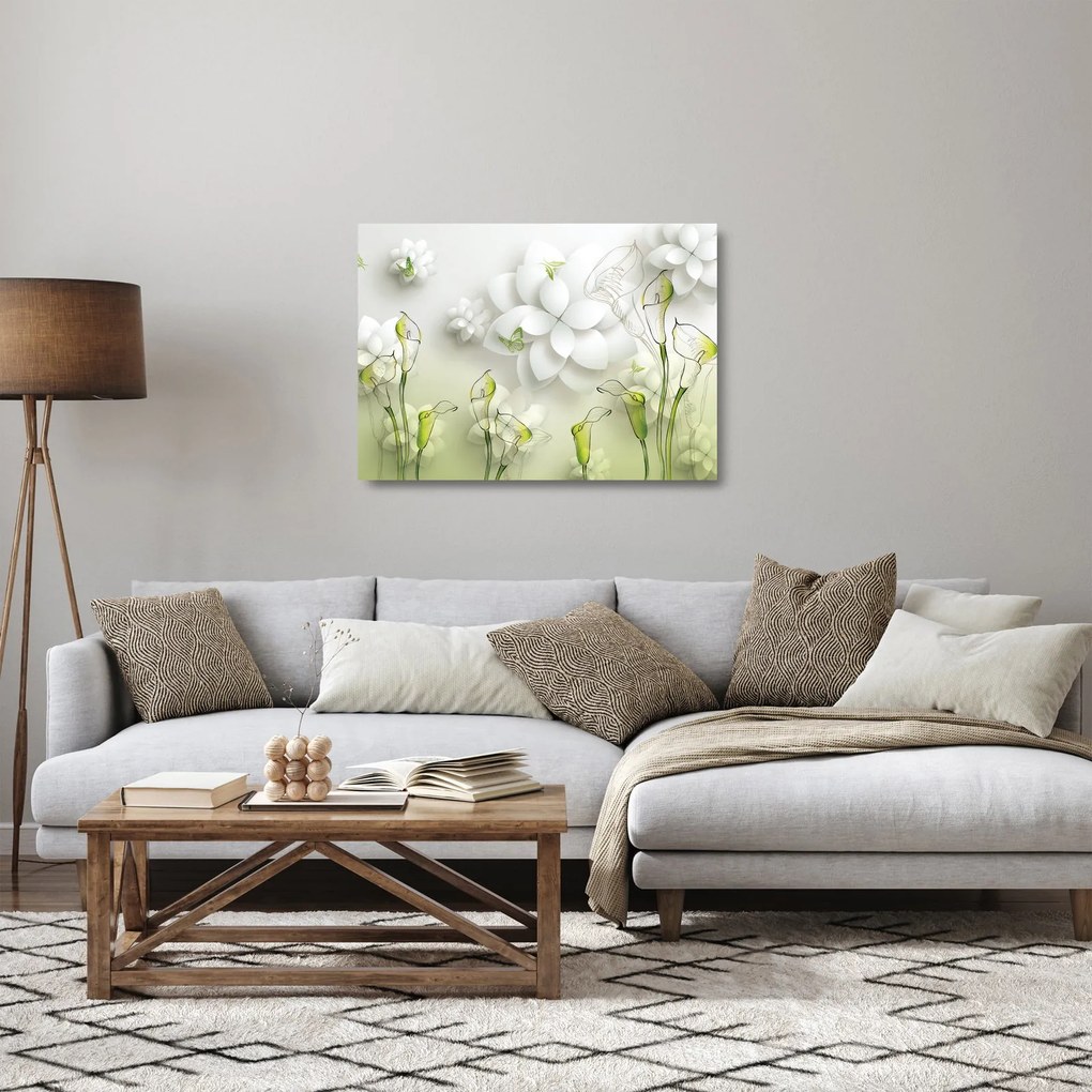 Kép virággal (üvegen) (70x50 cm)