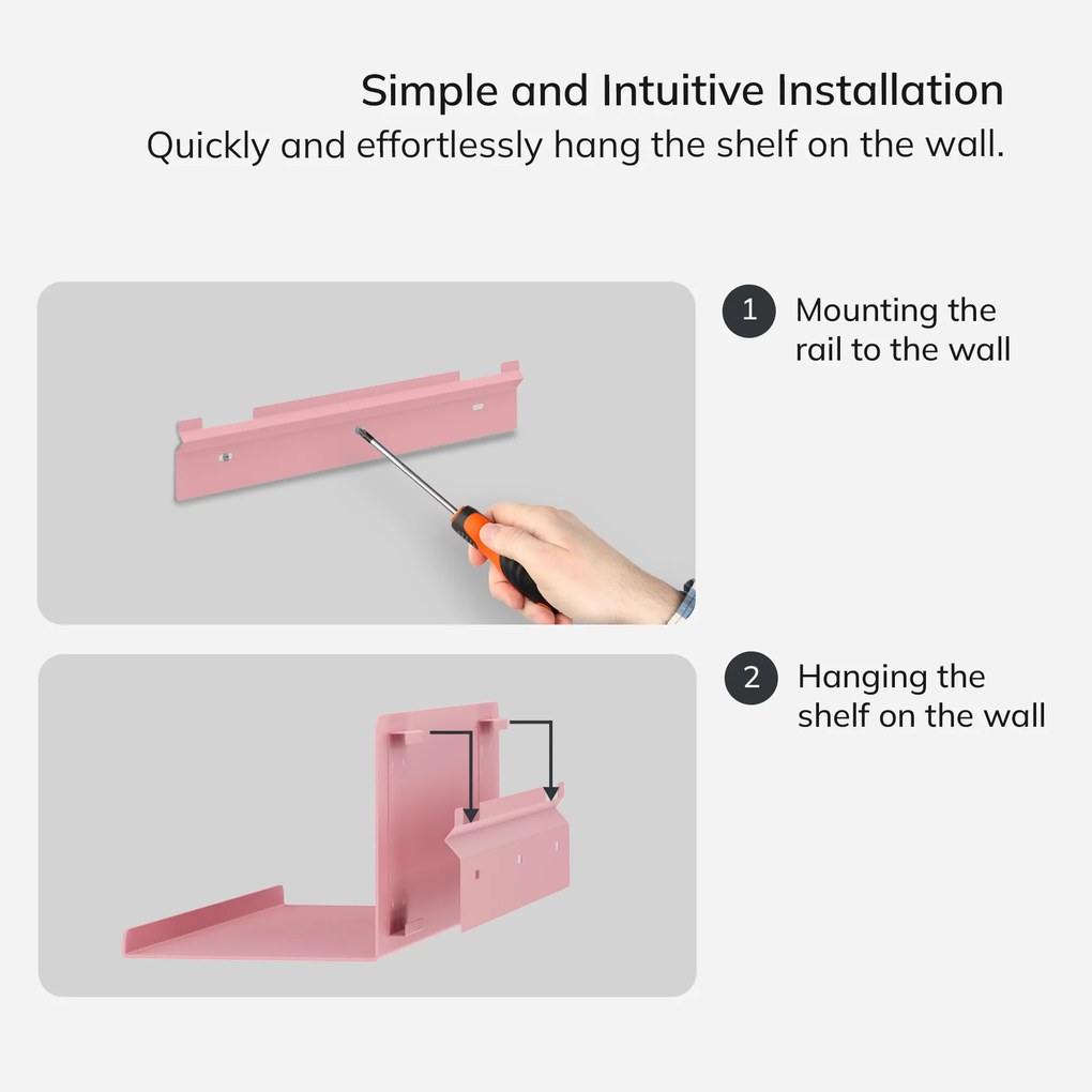 Fali polc JOANNE 400 mm, Fresh Style: púderrózsaszín