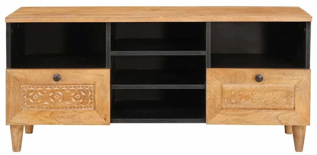 TV szekrény fiókkal Világosbarna 100 x 33 x 46 cm tömör mangófa