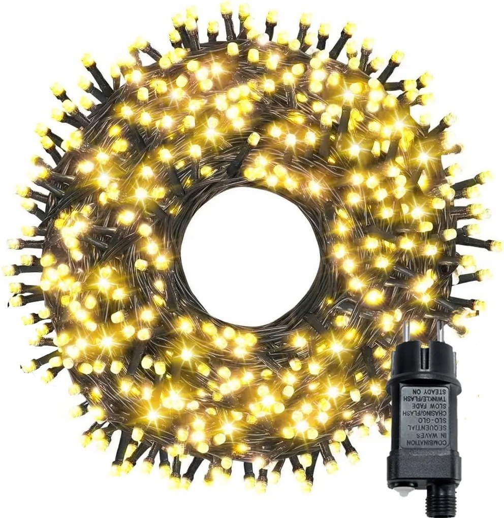 Karácsonyfa lámpák 600 Led Kültéri Fix Flash Fehér meleg