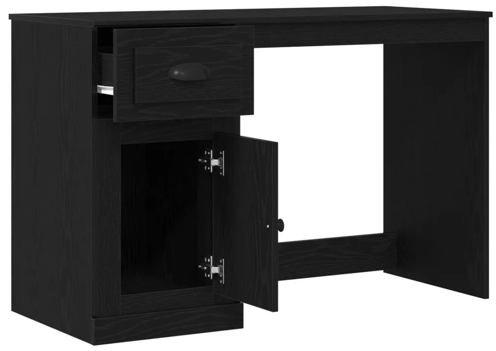 vidaXL Tárolós Asztal Fekete tölgy 50x115x75 cm Forgácslap