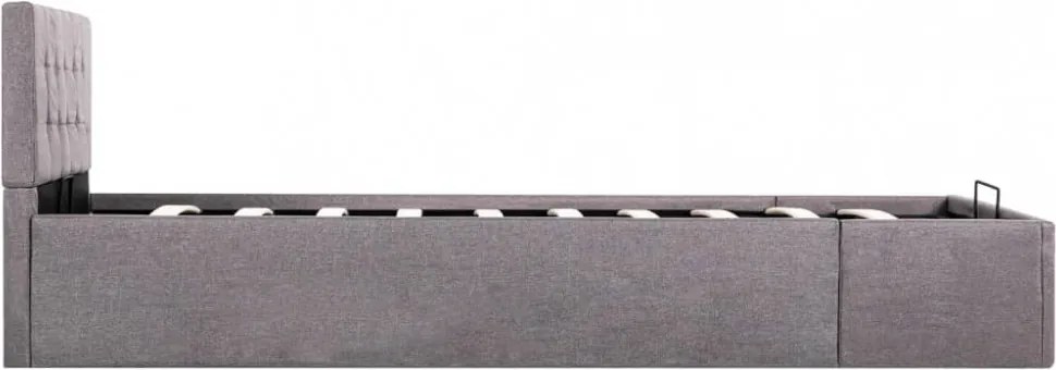 tópszínű szövet ágykeret hidraulikus tárolóval 90 x 200 cm