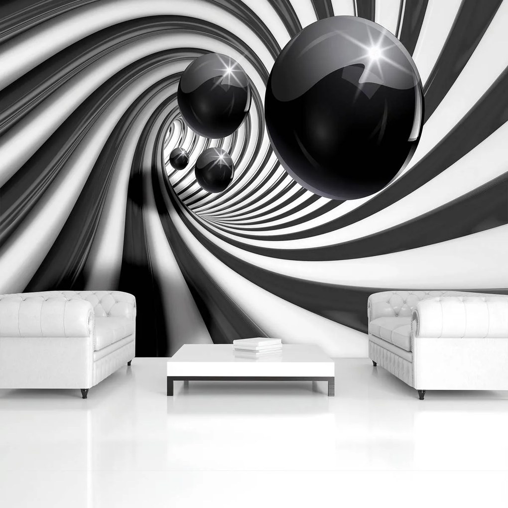 Fotótapéta - 3D fekete-fehér alagút (152,5x104 cm)
