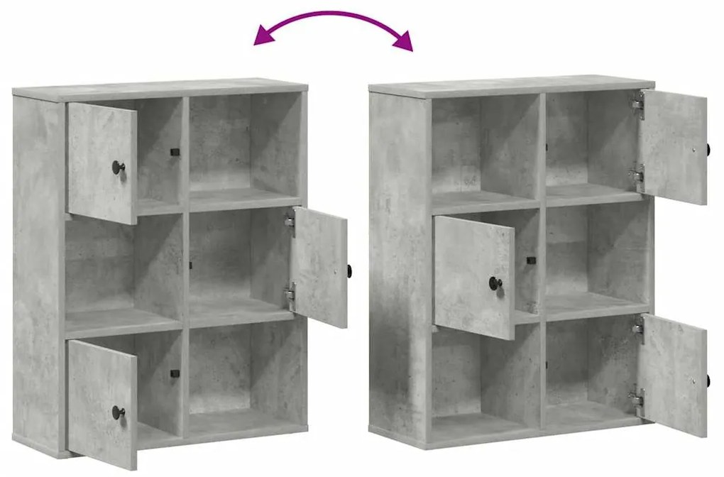 betonszürke szerelt fa könyvespolc 60x24x76,5 cm