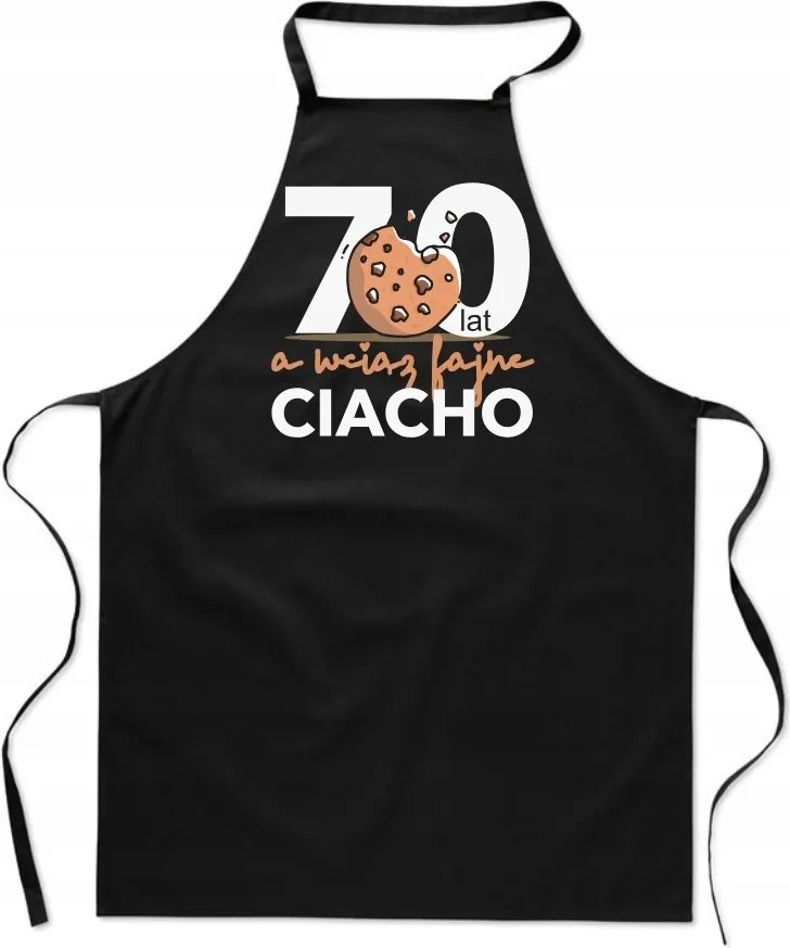 Konyhai Kötény fekete Születésnap 70 év férfi torta ajándék FA_469_cz