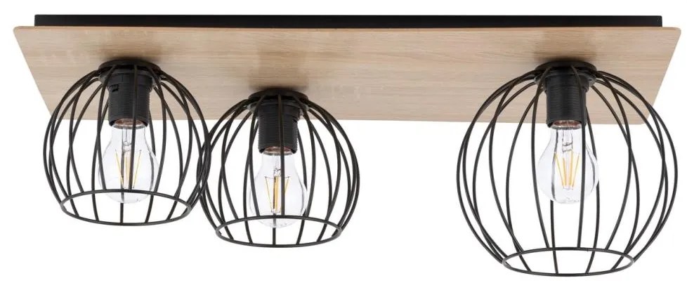 Csillár CYBER 3xE27/60W/230V fa/fekete