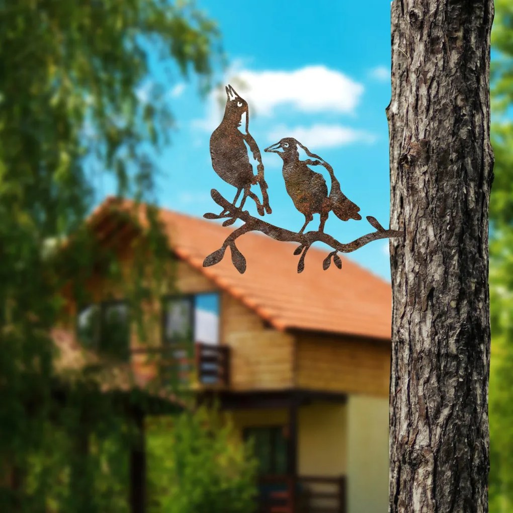 Bird fém kerti dísztárgy, barna, 45×39 cm
