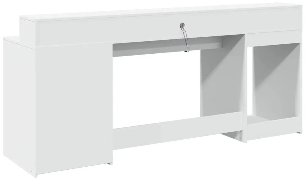 fehér szerelt fa íróasztal LED-világítással 200 x 55 x 91 cm