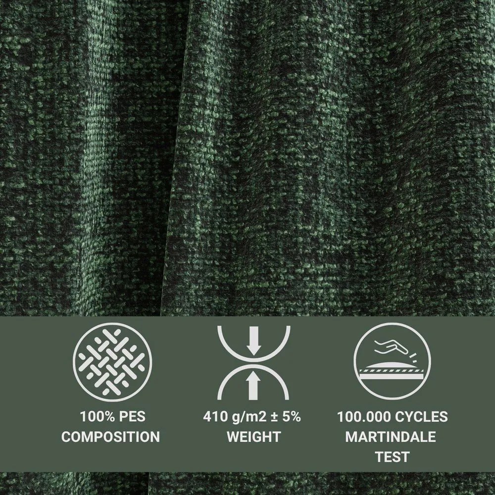 Sötétzöld zsenília kinyitható-tárolóhelyes sarokkanapé (jobb oldali-L alakú) Tonga – Maison de Rêve