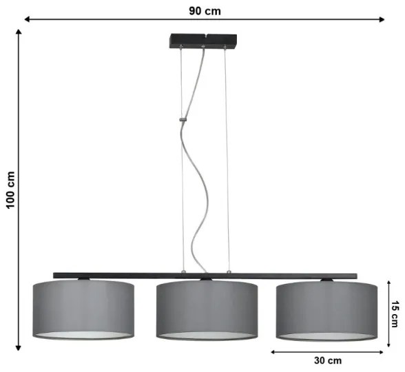 Csillár zsinóron ASTRA 3xE27/60W/230V szürke
