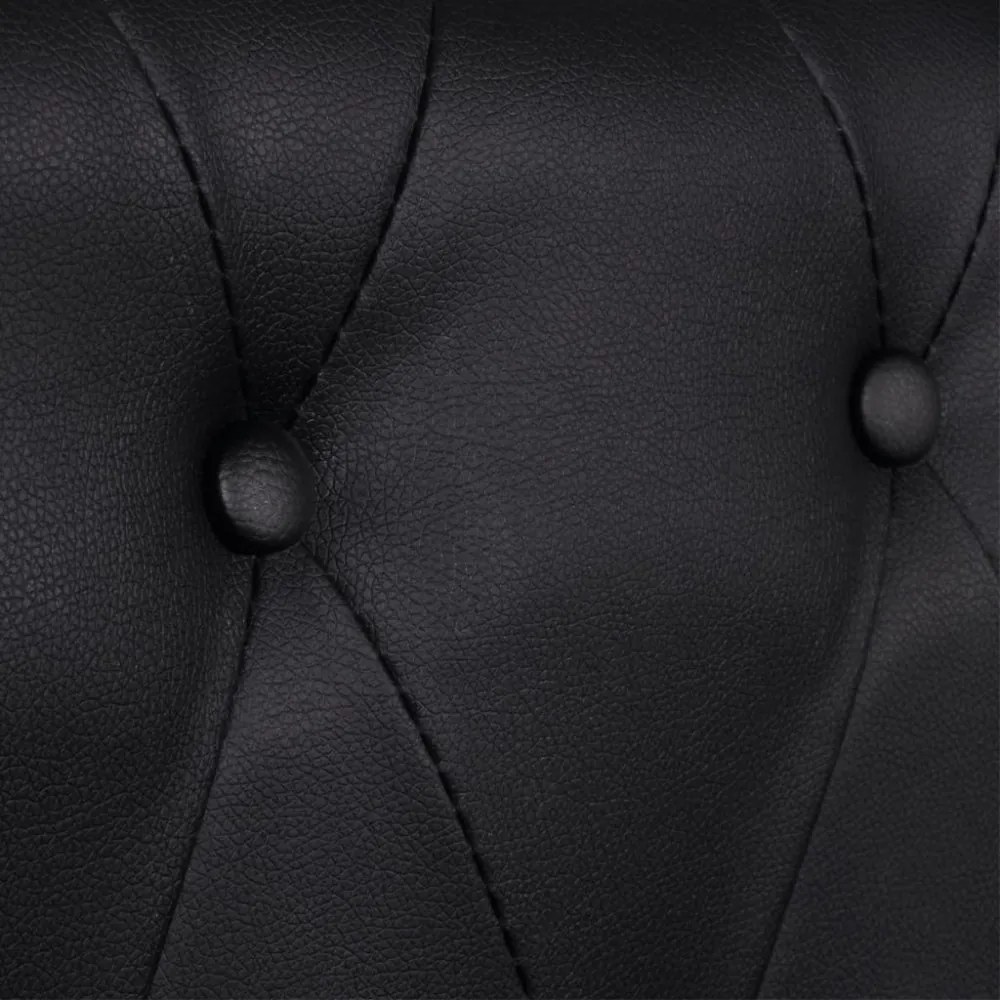 2 személyes fekete műbőr Chesterfield kanapé