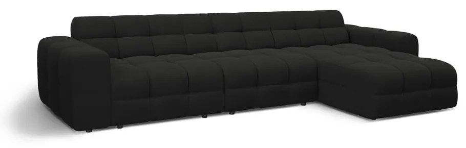 Fekete sarokkanapé (jobb oldali-heverő résszel) Kendal – Micadoni