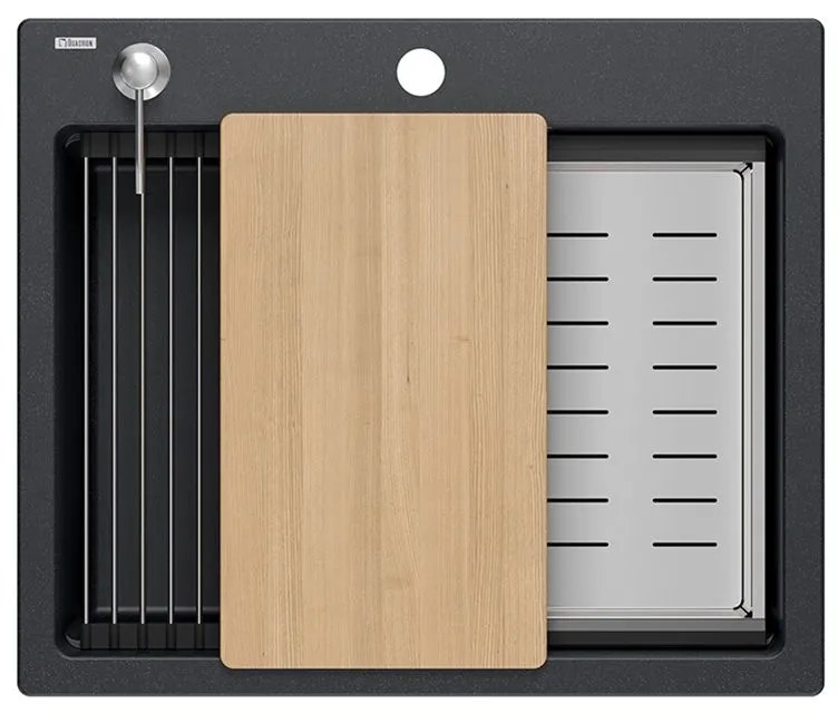 gránit mosogató KURT 110 WORKSTATION Black Dotted