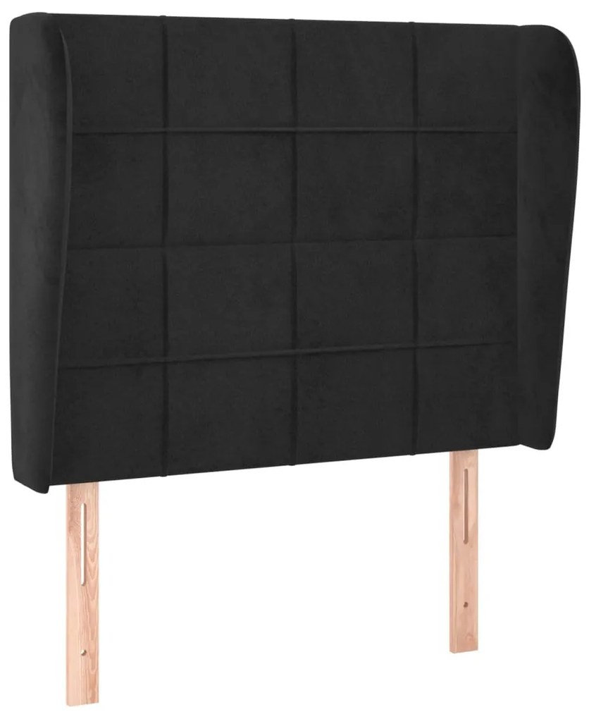 fekete bársony fejtámla szárnyakkal 83 x 23 x 118/128 cm