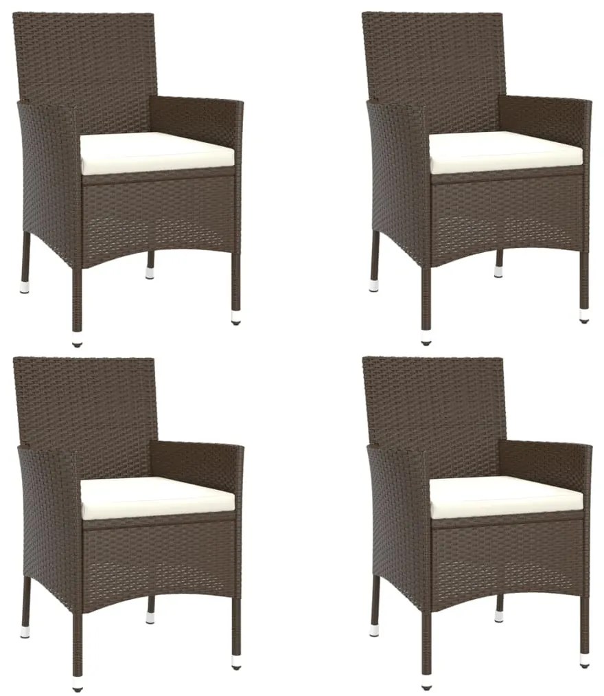 4 db barna polyrattan kerti szék párnákkal (csak Egyesült Királyság/Írország/FI/NO)