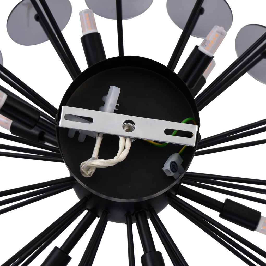 Art Deco mennyezeti lámpa fekete füstüveggel - Atomic