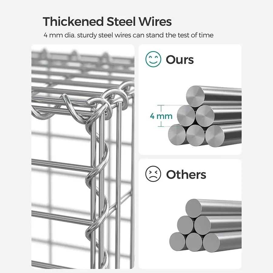 Gabion kosár, horganyzott fém gabion kőkosár, 100×50×30 cm, 5×10 cm-es hálóval