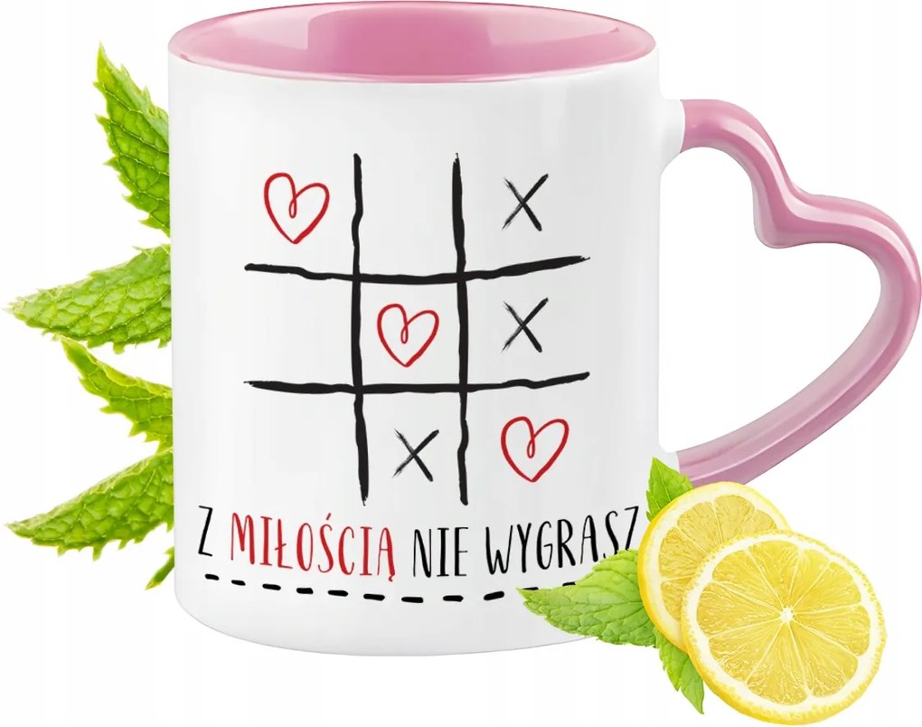 Vicces Rózsaszín Bögre Szív Alakú Füllel Ajándék