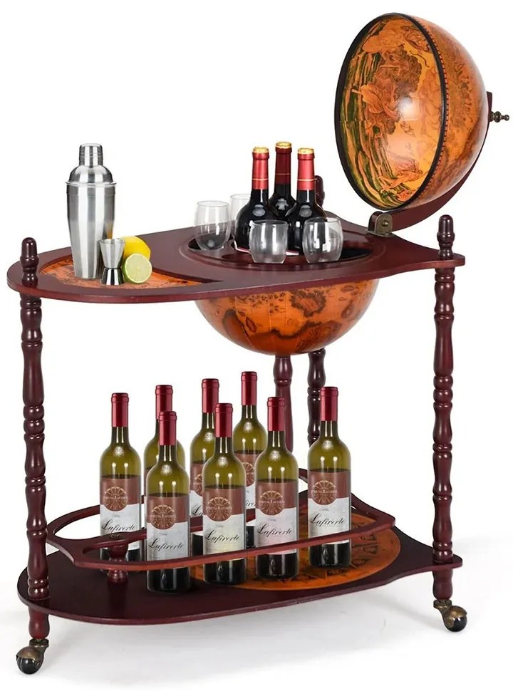 Gurulós földgömb alakú bortartó állvány