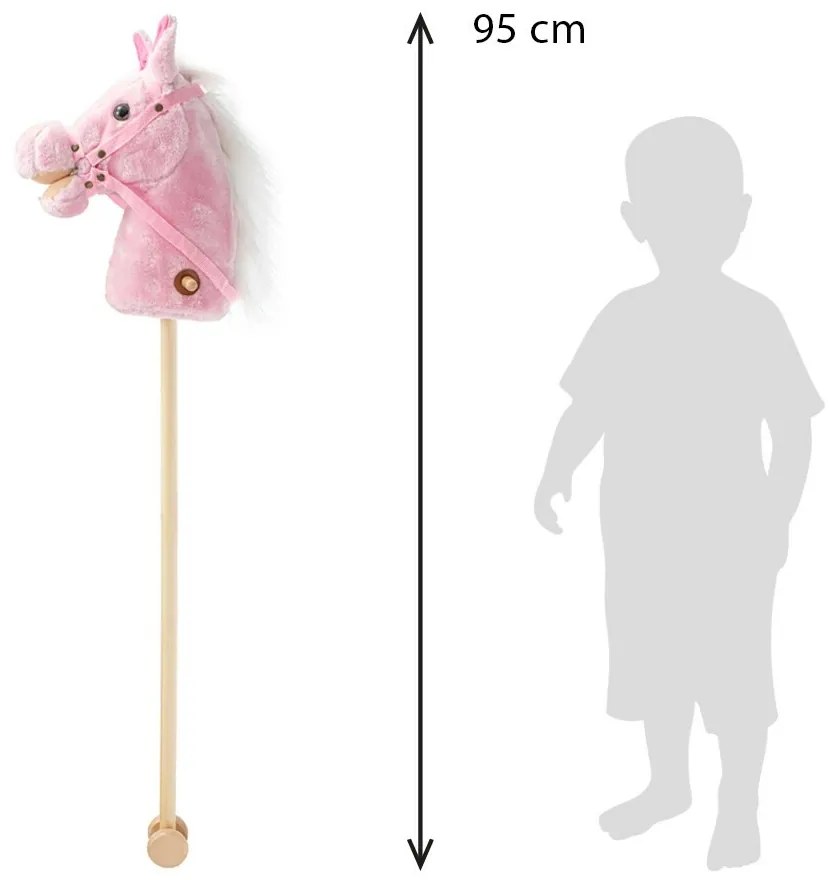 Baby Mix Hobbi ló hanggal és kerekekkel Rosierózsaszín, 95 x 23 x 23 cm