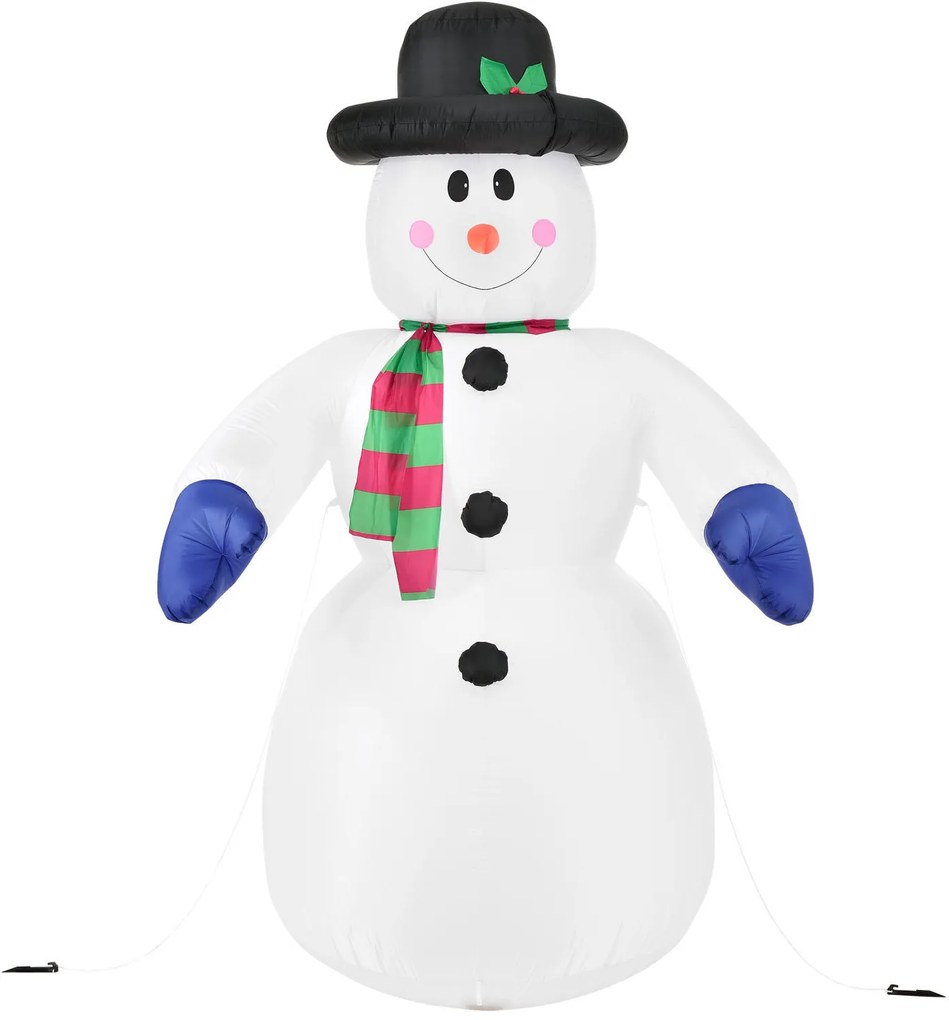 XXL Hóember beépített fúvórendszerrel, 20 LED diódával, 6 cövekkel és 3 kötéllel - fehér