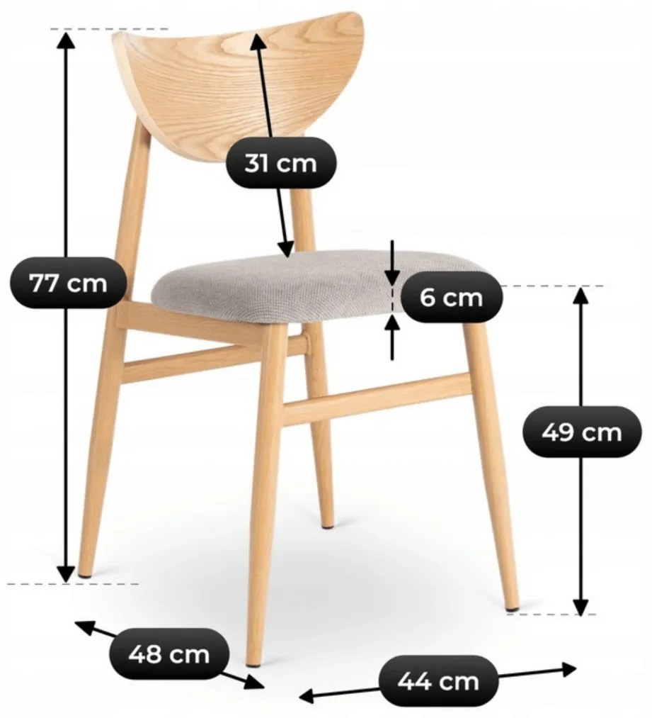 Tölgy/Szürke Étkezőszék BRAGA