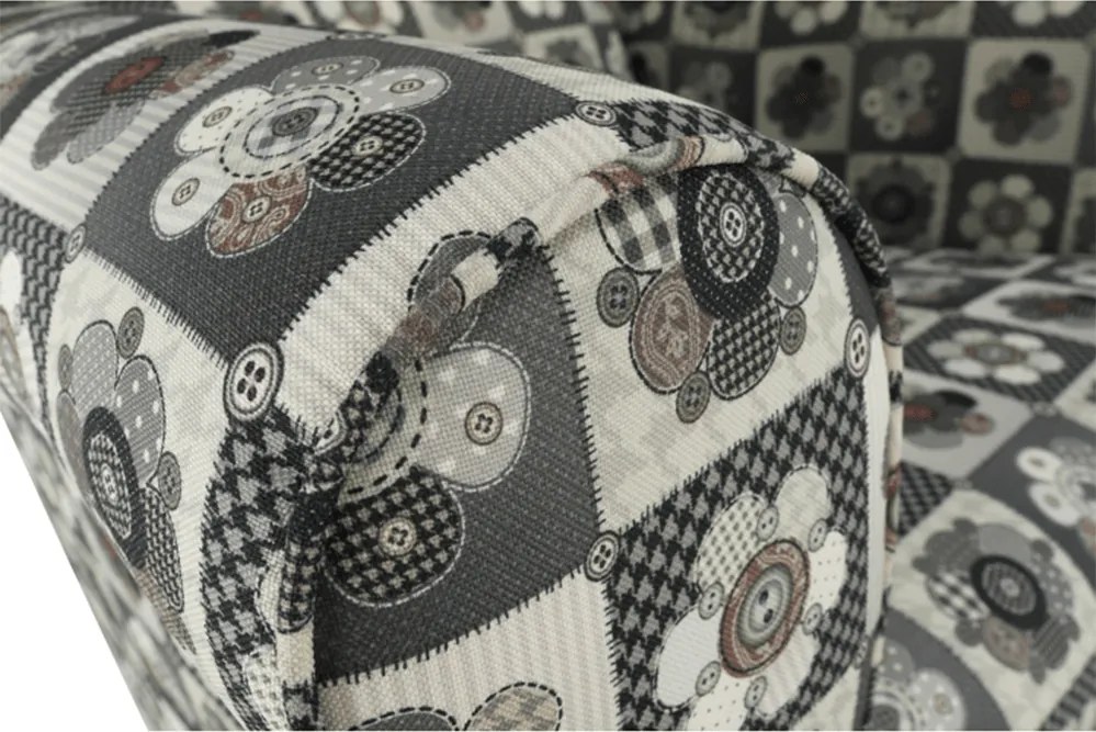 füles fotel puffal, szövet patchwork N1, ASTRID