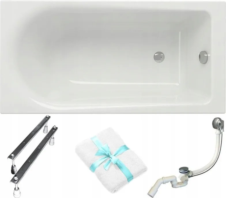 Flavia téglalap alakú akril kád 140x70 szifon láb törölköző