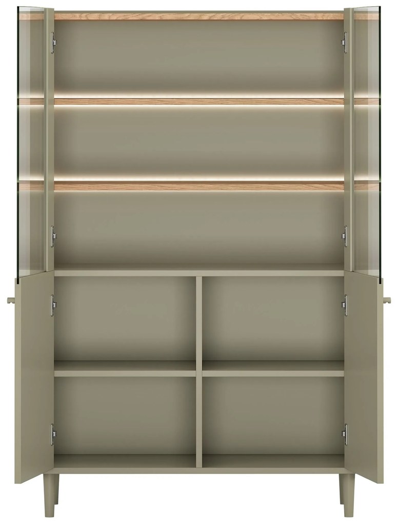 Elivo kétajtós lábas vitrin 100 cm - eukaliptusz / baltic dune tölgy