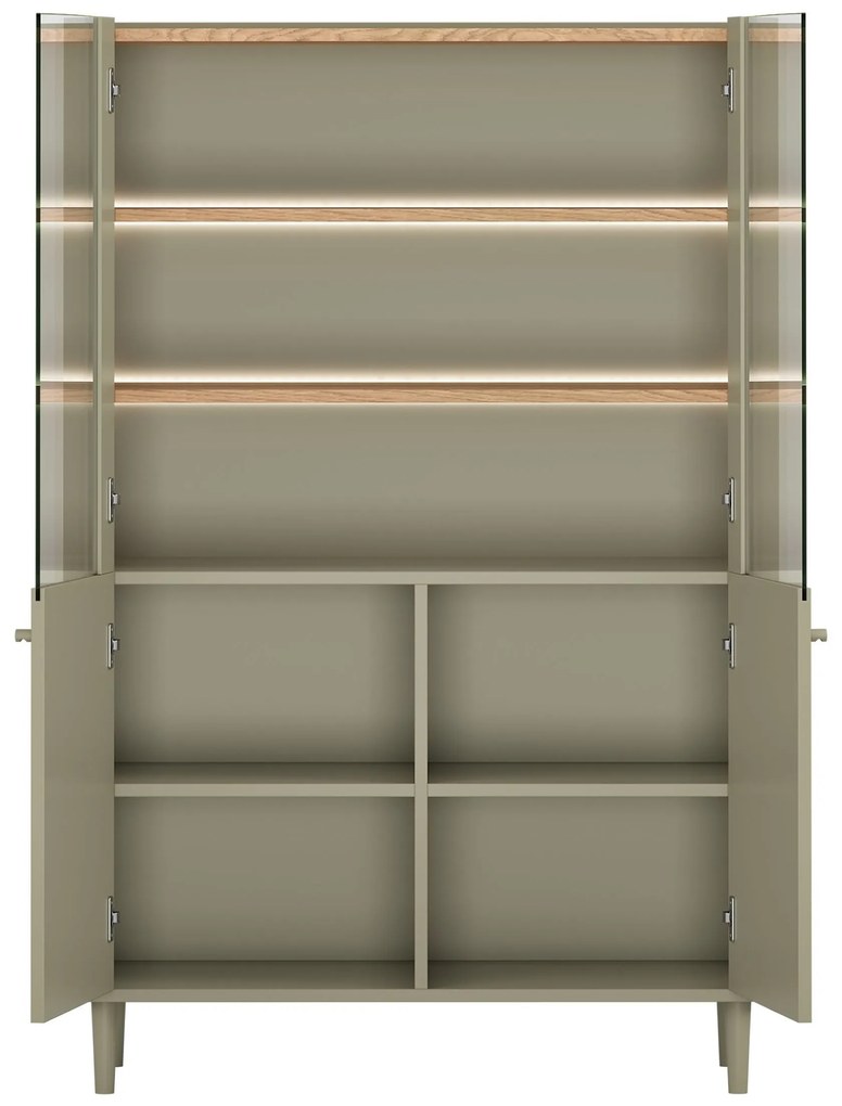 Elivo vitrines szekrény 100 cm kétajtós lábakon - eukaliptusz / baltic dune tölgy