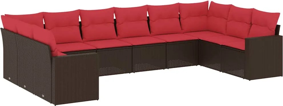 vidaXL 10 részes barna polyrattan kerti ülőgarnitúra párnákkal