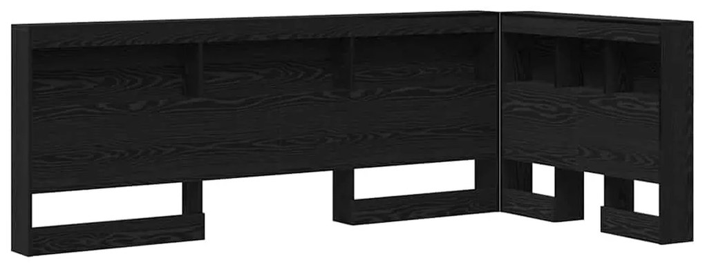 Tároló fejtámla polcokkal tárolóval Musta tammi 100 cm Faanyag