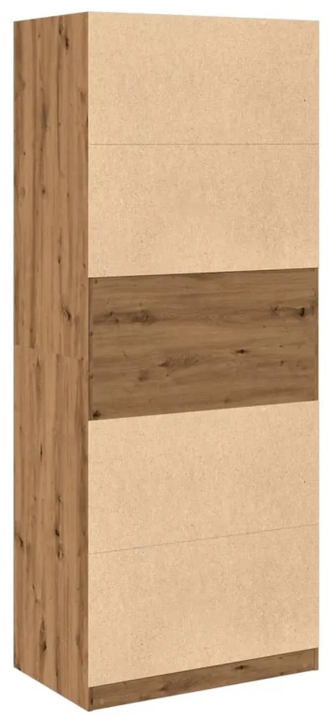 kézműves tölgy színű szerelt fa ruhásszekrény 80 x 50 x 200 cm