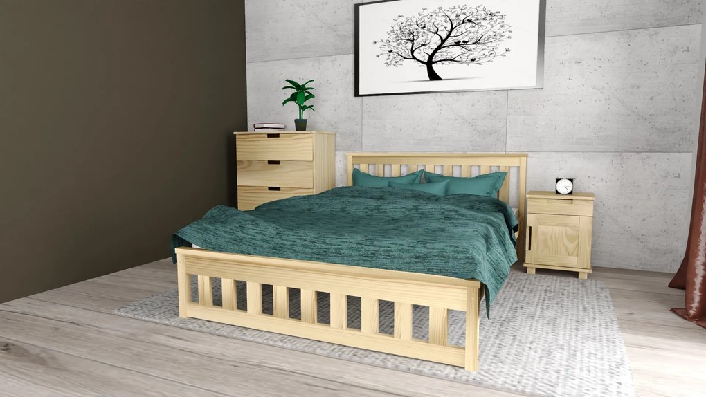 Ágy MAICA 90 x 200 cm, fenyőfa Matrac: Coco Maxi matrac 20 cm, Ágyrács: Lamellás ágyráccsal