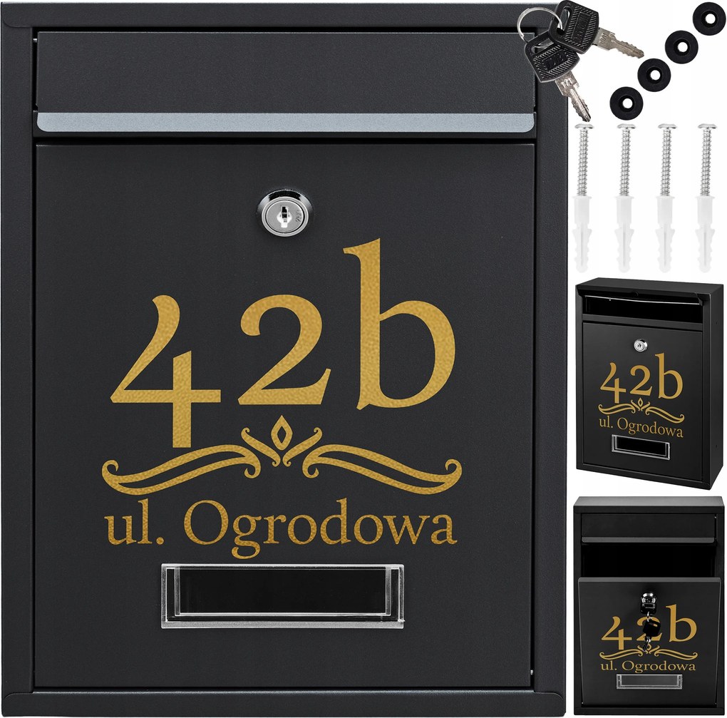 Rib Postaláda Fekete +arany Minták Feliratok