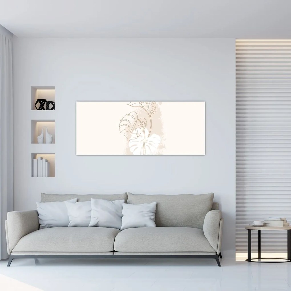 Kép - Line art monstera N⁰1 (120x50 cm)