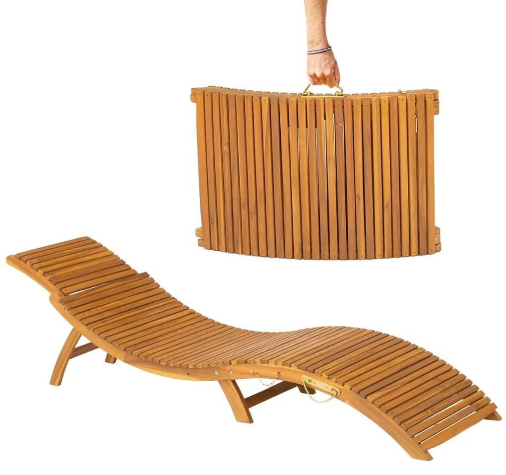 Casaria FLORIDA kerti nyugágy, összecsukható, 57x190x51cm, természetes barna
