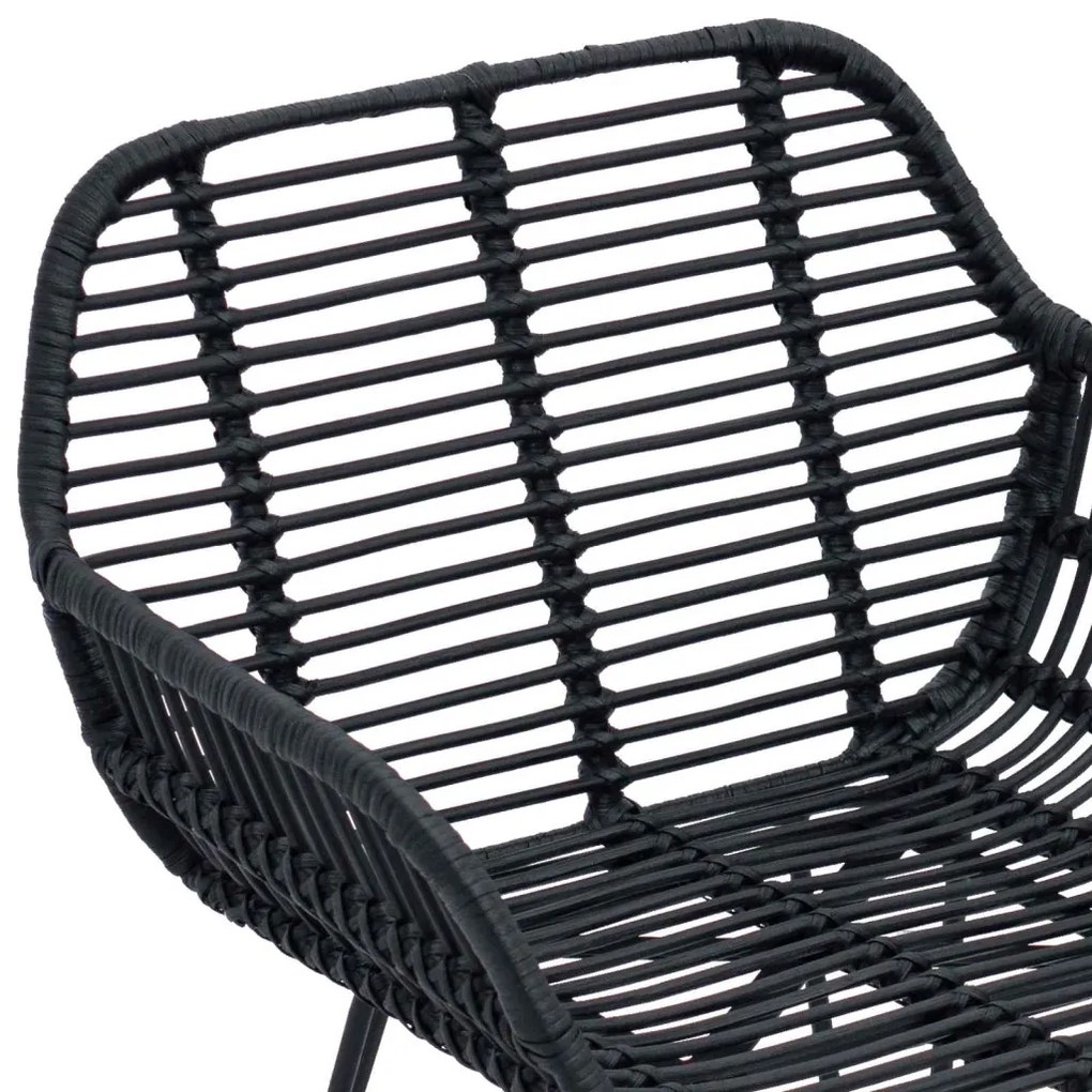 Étkezőszék 2 pcs Fekete 55 x 50 x 74 cm Rattan és Vas