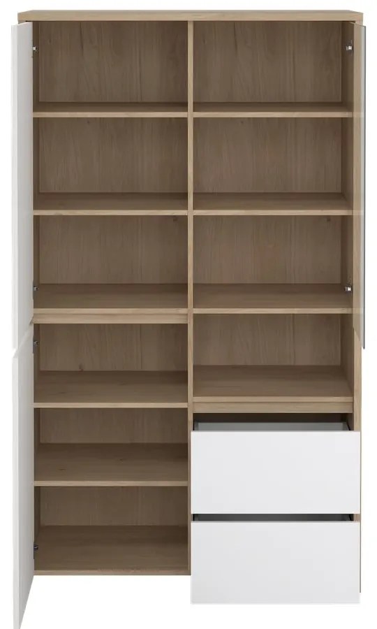 Fehér-natúr színű tálalószekrény tölgyfa dekorral 100x170x48 cm Next – Tvilum