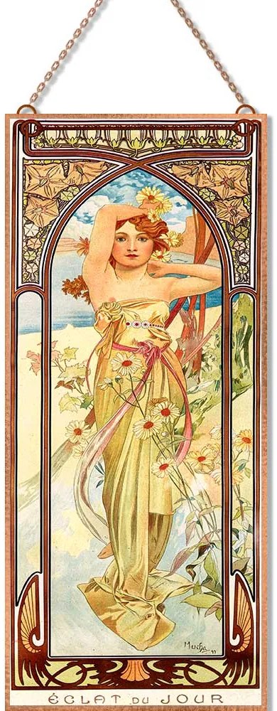 Alfons Mucha - Napszakok (Garnitúra) Pasztell üvegkép, falikép
