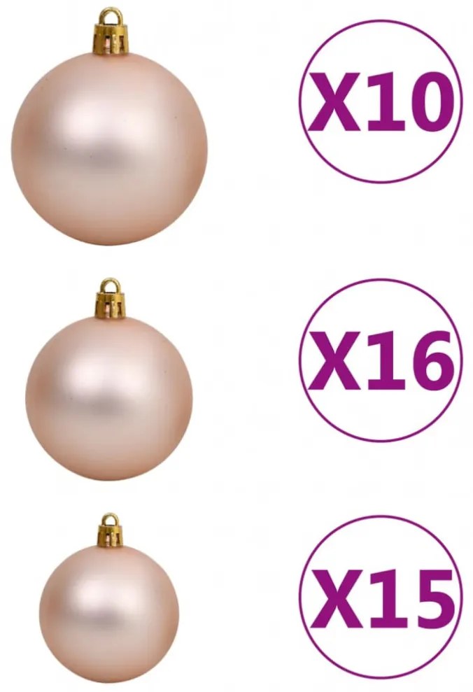 vidaXL fejjel lefelé fordított műkarácsonyfa LED-del/gömbbel 240 cm
