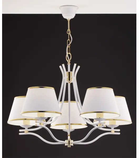 Jupiter 2084 - láncos csillár SAMBA 5xE27/15W/230V fehér/arany