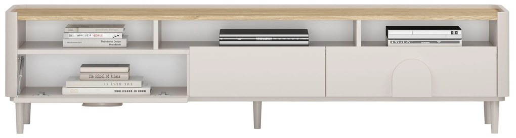 Amilio RTV szekrény 200 cm - kasmír / olajozott tölgy / kasmír fogantyú