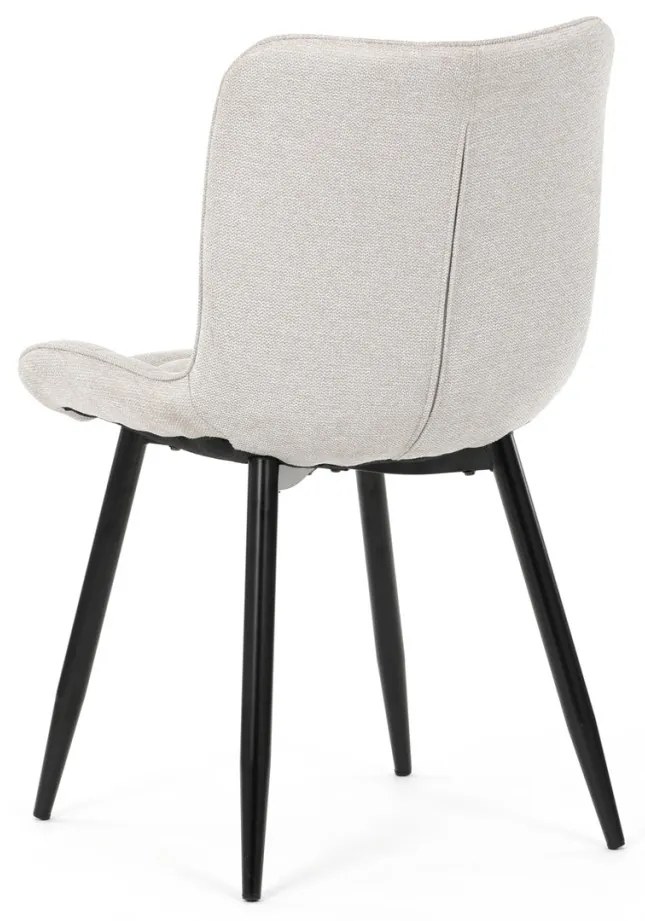 Scaun de sufragerie, material bej, picioare metalice negre
