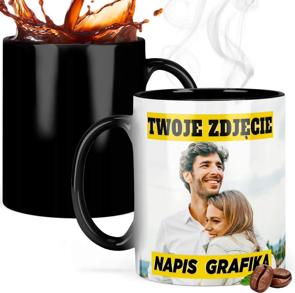 Mágikus Bögre Fekete Középső Saját Nyomtatású Fotó Felirat Foto Logo