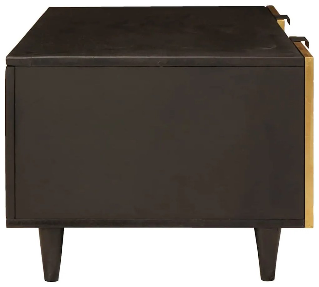 Dohányzóasztal Fekete és Arany 100 x 54 x 40 cm tömör mangófa
