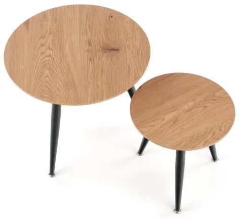 2 darabos ZENYA dohányzóasztal szett, tölgy/fekete