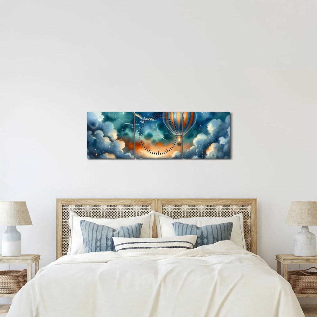 Kép - Repülés az éjjeli ég alatt (órával) (90x30 cm)