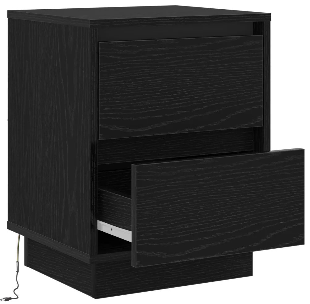 Éjjeli Szekrények LED Világítással 2 db Fekete 39x34.5x50 cm