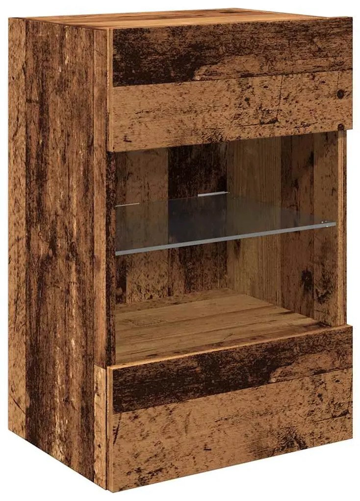 2 db antik fa fali TV-szekrény LED-világítással 40x30x60,5 cm